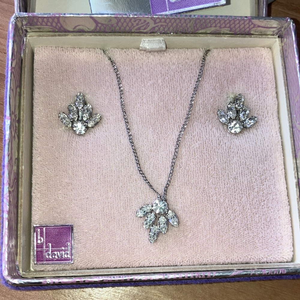 Vintage B David Fine Rhinestone Jewelry Set